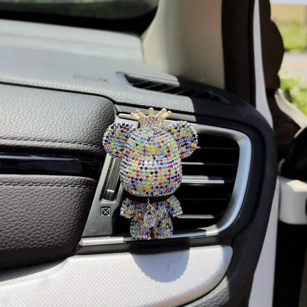 Luxury Bear Car Air Freshener Clip With Crown Diamond Aromatherapy Decor 5