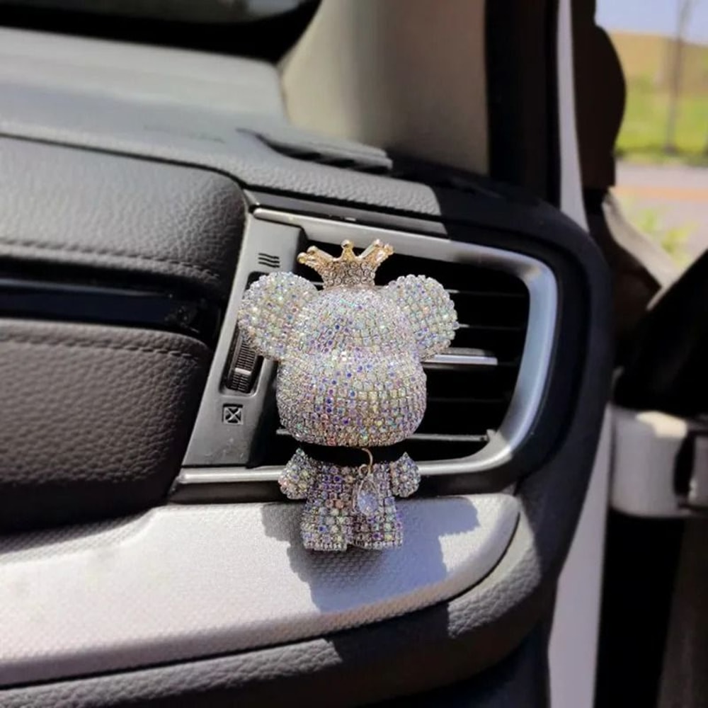 Luxury Bear Car Air Freshener Clip With Crown Diamond Aromatherapy Decor 7
