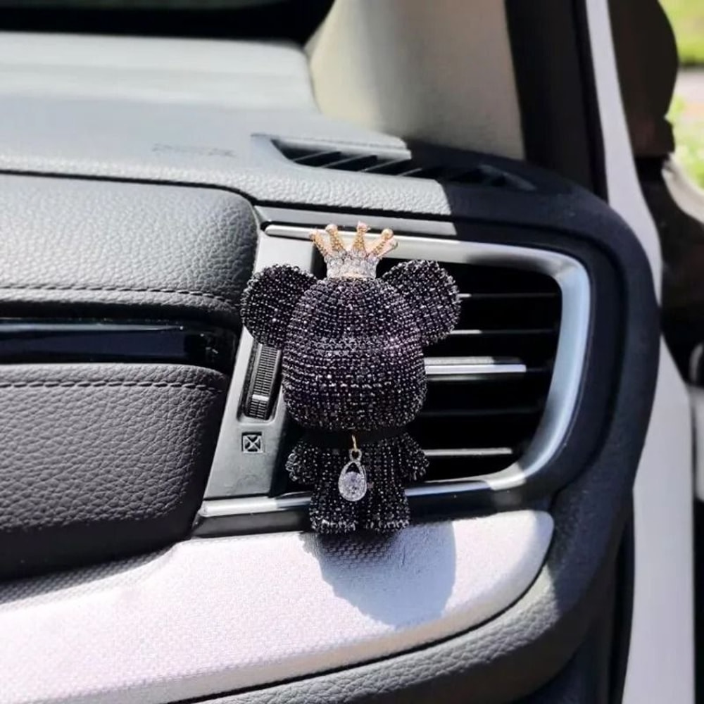Luxury Bear Car Air Freshener Clip With Crown Diamond Aromatherapy Decor 8