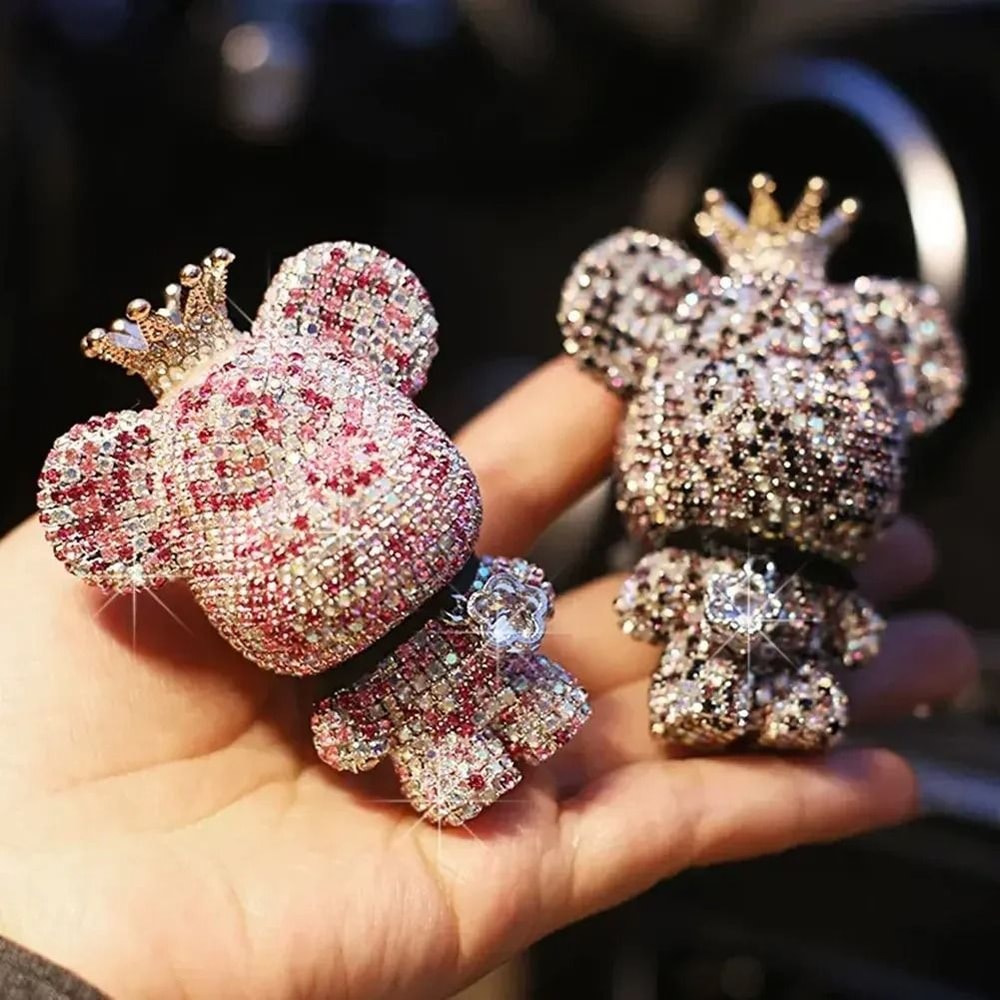 Luxury Bear Car Air Freshener Clip With Crown Diamond Aromatherapy Decor 17