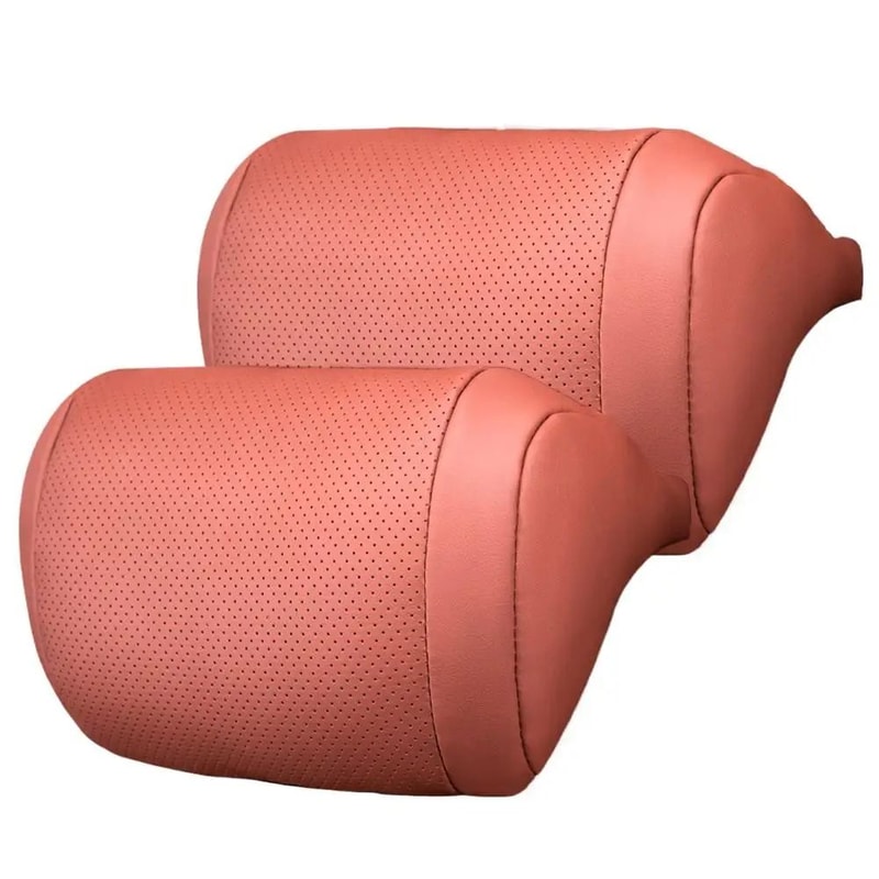 Luxury Nappa Leather Car Neck Pillow Breathable Soft Headrest Cushion 8