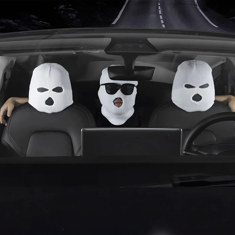 Funny Universal Car Headrest Cover Face Mask Style Seat Protector 6