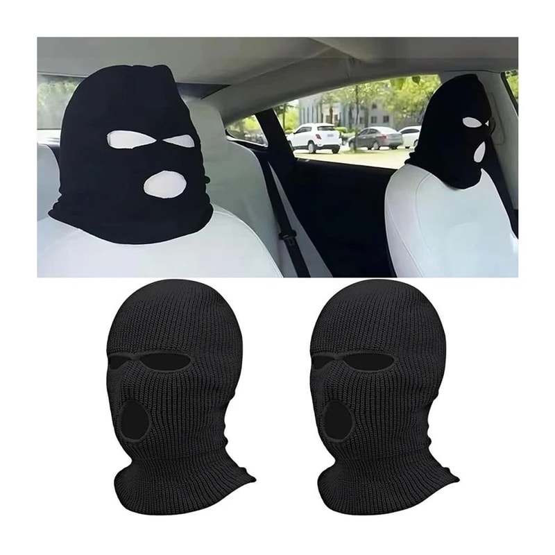 Funny Universal Car Headrest Cover Face Mask Style Seat Protector 0