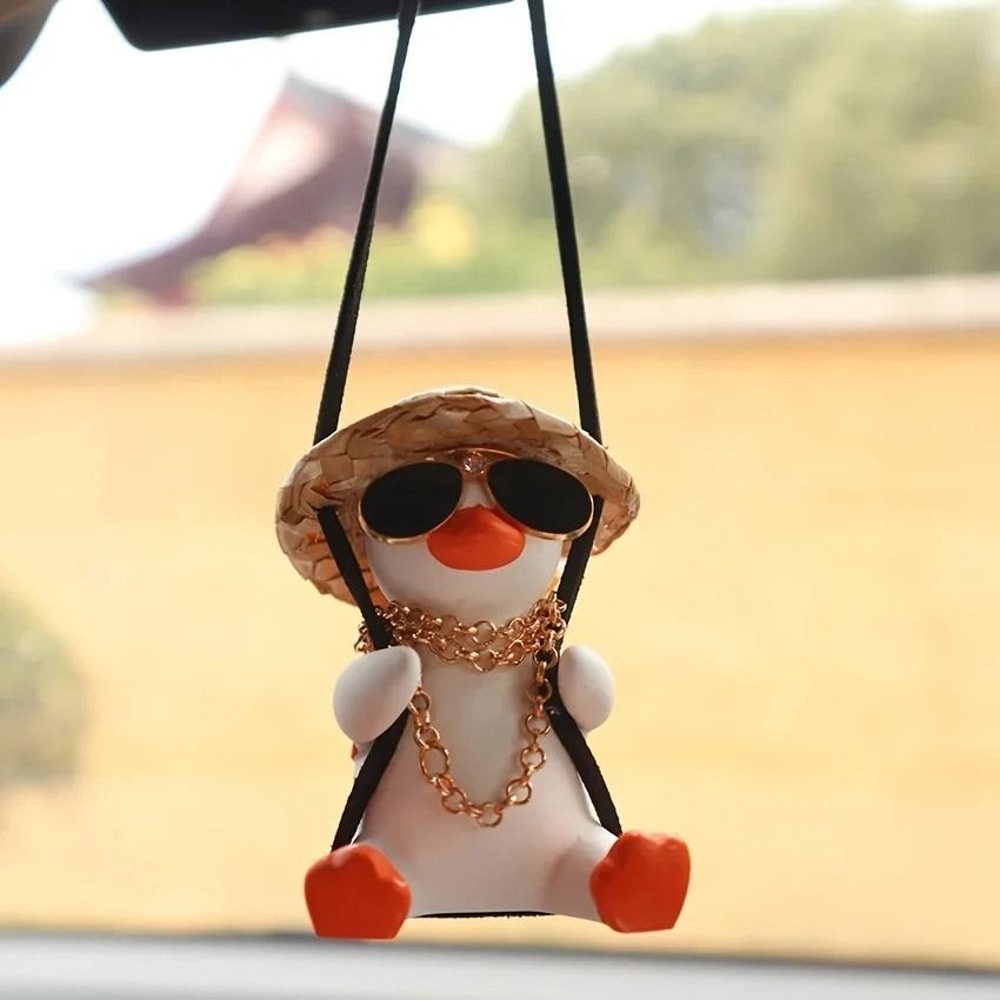 Cute Anime Duck Car Pendant Rearview Mirror Hanging Ornament 1