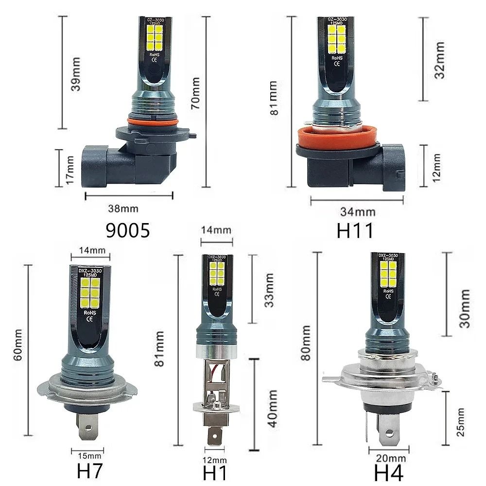 Ultra Bright LED Headlight And Fog Light Bulb Set 12000LM 2