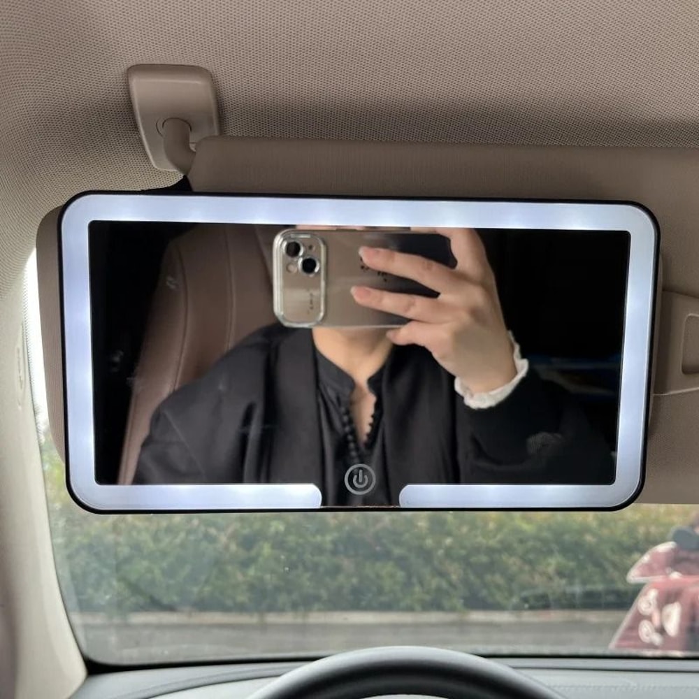 Rechargeable LED Car Vanity Mirror HD Sun Visor Makeup Mirror 2