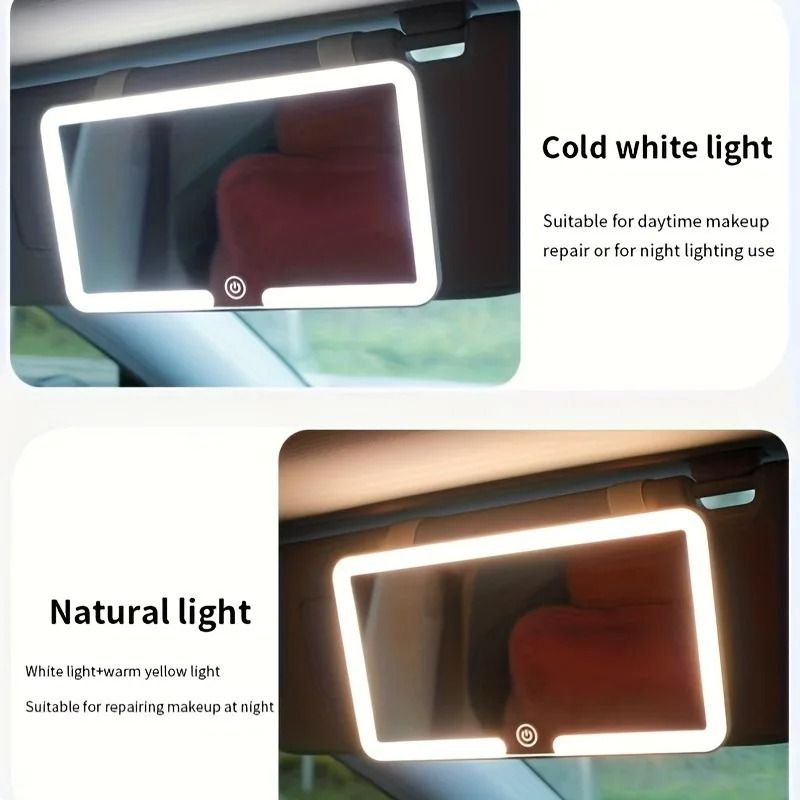 Rechargeable LED Car Vanity Mirror HD Sun Visor Makeup Mirror 3