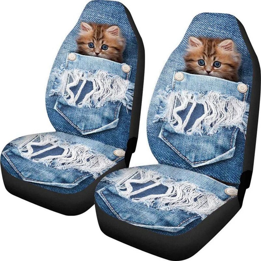 Universal Car Front Seat Covers Washable Polyester Seat Protectors Set 17