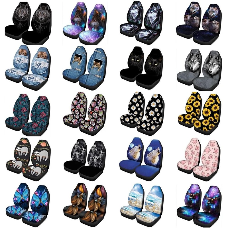 Universal Car Front Seat Covers Washable Polyester Seat Protectors Set 0