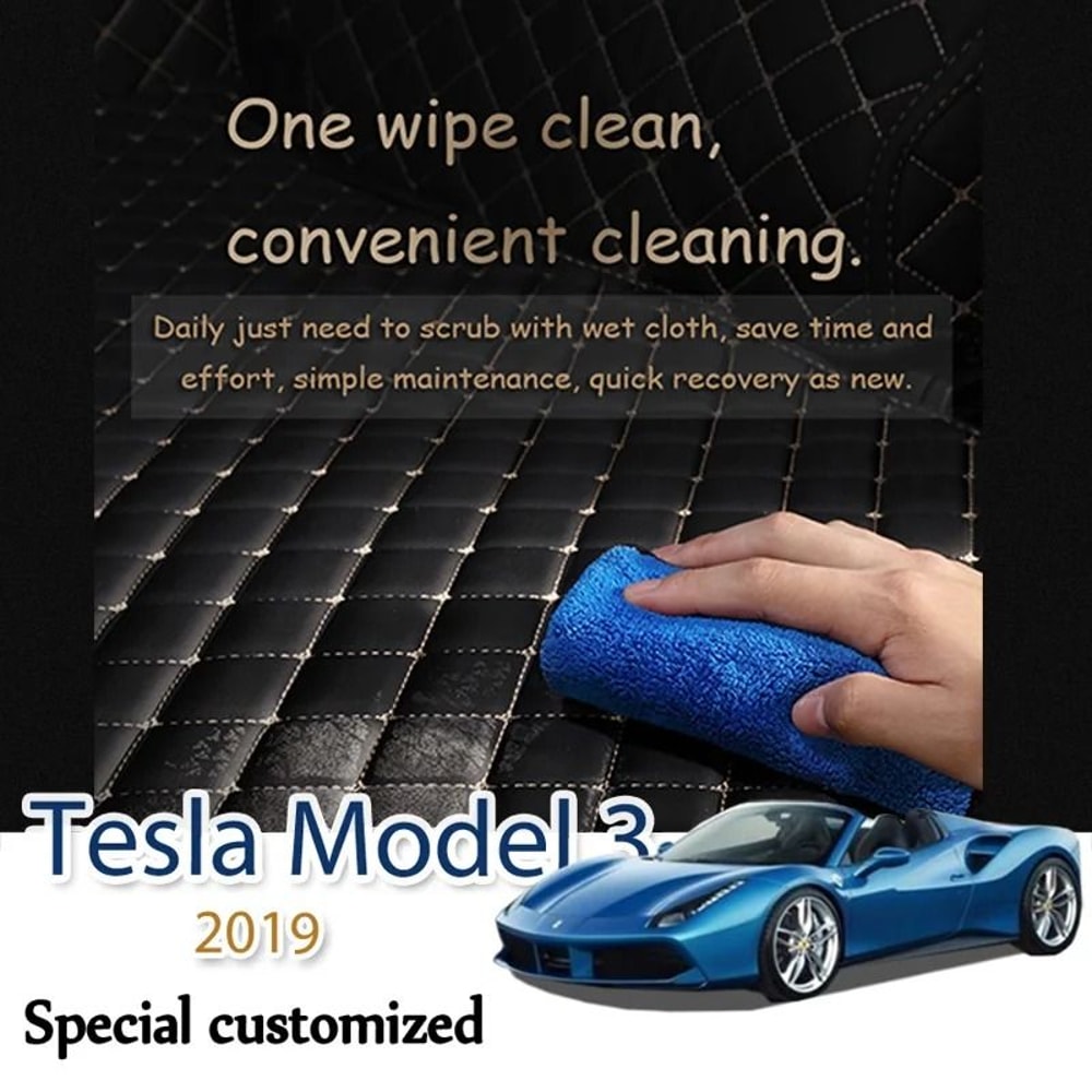 Tesla Model 3 Leather Car Trunk Mat Cargo Liner Boot Protector 15