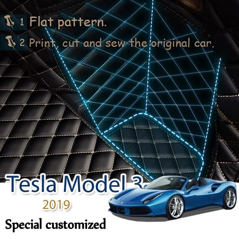 Tesla Model 3 Leather Car Trunk Mat Cargo Liner Boot Protector 17