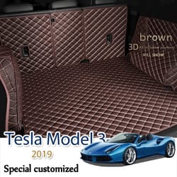 tesla model 3 leather car trunk mat cargo liner boot protector