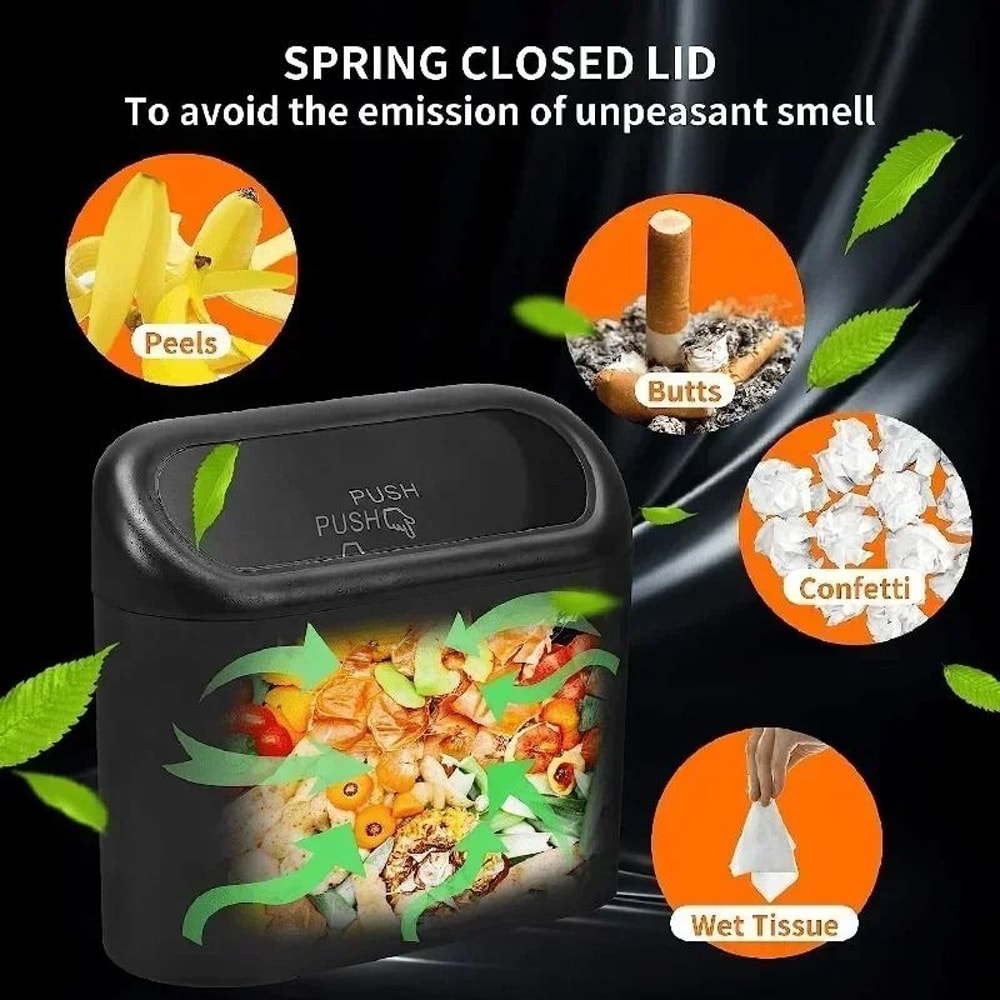 Universal Car Trash Bin Hanging Garbage Storage Box With Clamshell Lid 3
