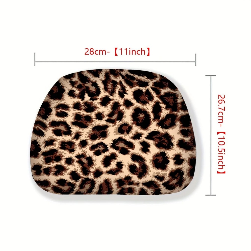 Leopard Print Car Headrest Covers 2 Piece Interior Accessory Set 1