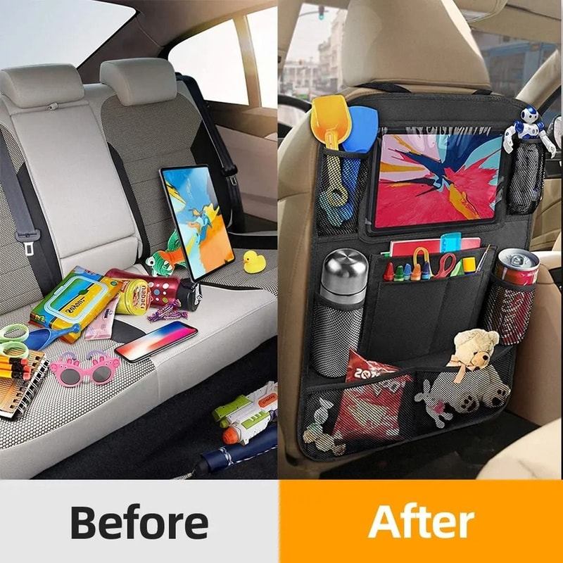 Car Back Seat Organizer With Tablet Holder Travel Storage Pocket 4