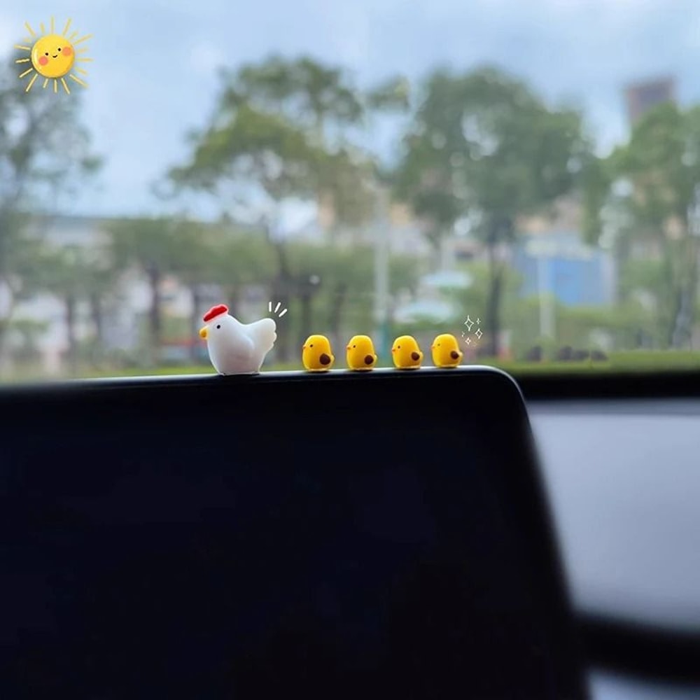 Cute Mini Chicken Car Dashboard Ornament Set 6 Piece 5