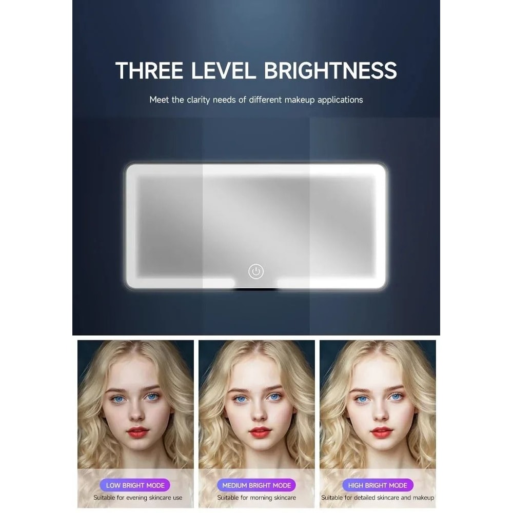 Rechargeable LED Car Makeup Mirror With 3 Light Modes 4