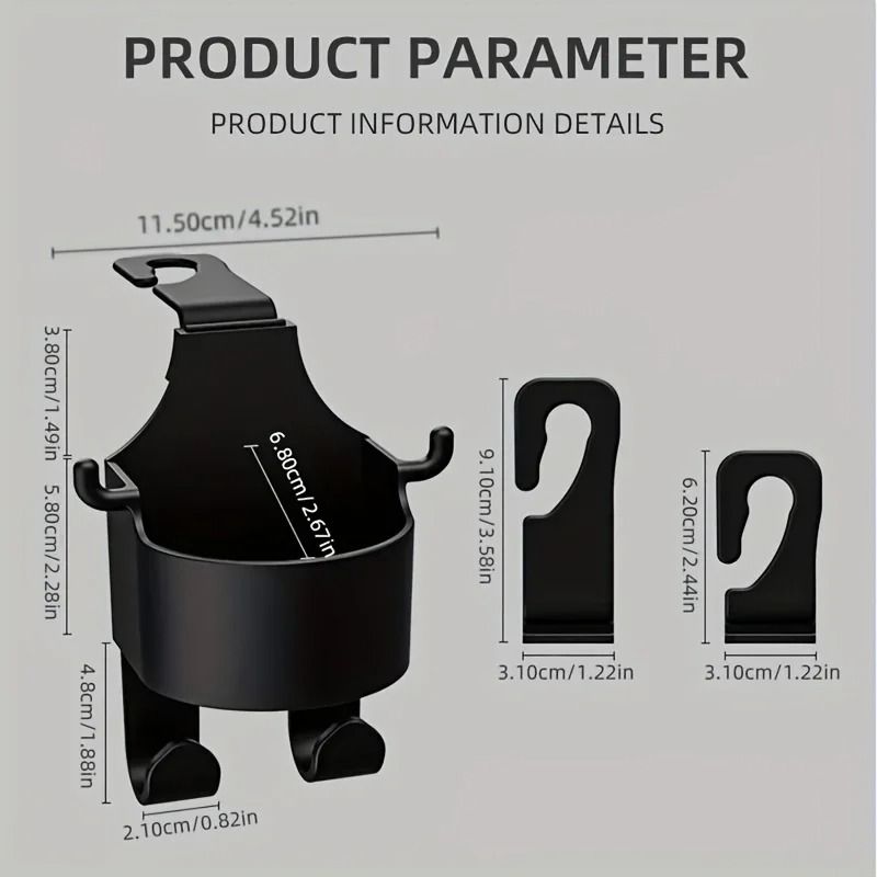 Universal Car Headrest Hook Hanger With Cup Holder Organizer 1