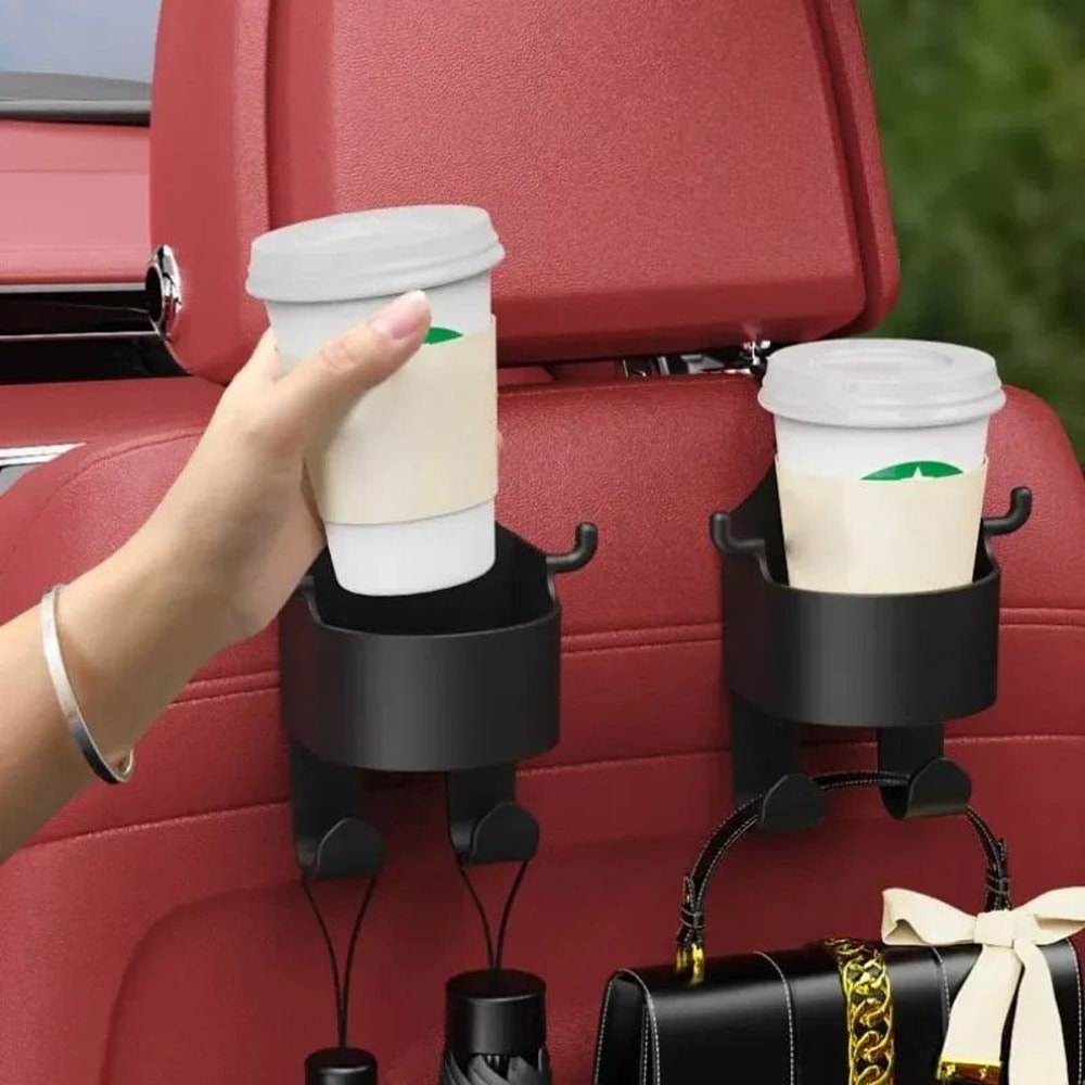 Universal Car Headrest Hook Hanger With Cup Holder Organizer 4