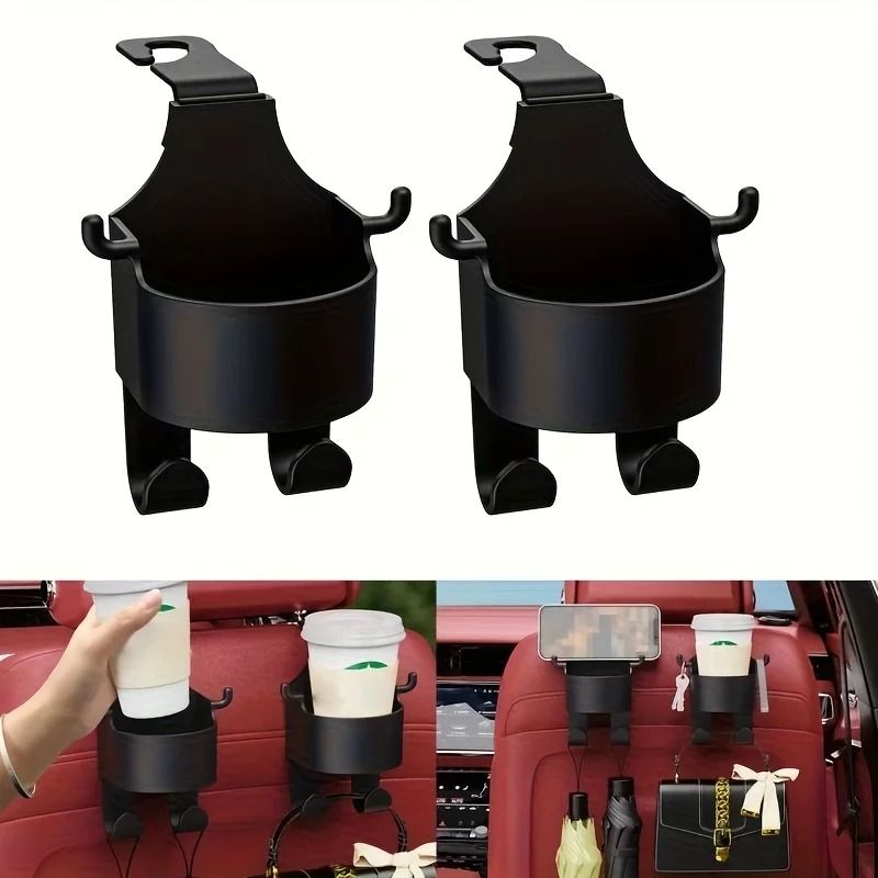Universal Car Headrest Hook Hanger With Cup Holder Organizer 6
