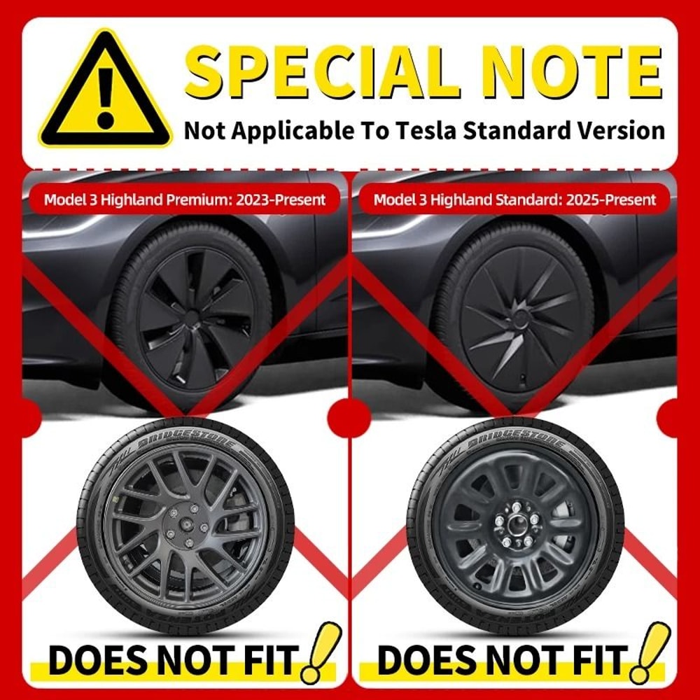 Arachnid Style Tesla Model 3 Wheel Cover Set 18 Inch Rim Caps 4