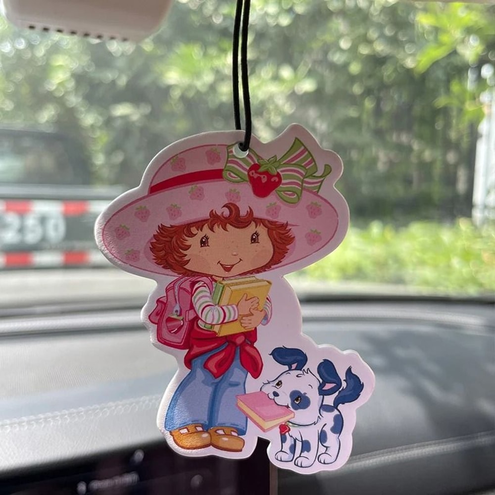 Strawberry Girl Cartoon Car Air Freshener Hanging Ornament Hotel Scent Sachet 0
