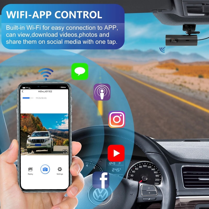 4K WiFi Mini Dash Cam Car Driving Recorder With Parking Monitor 5