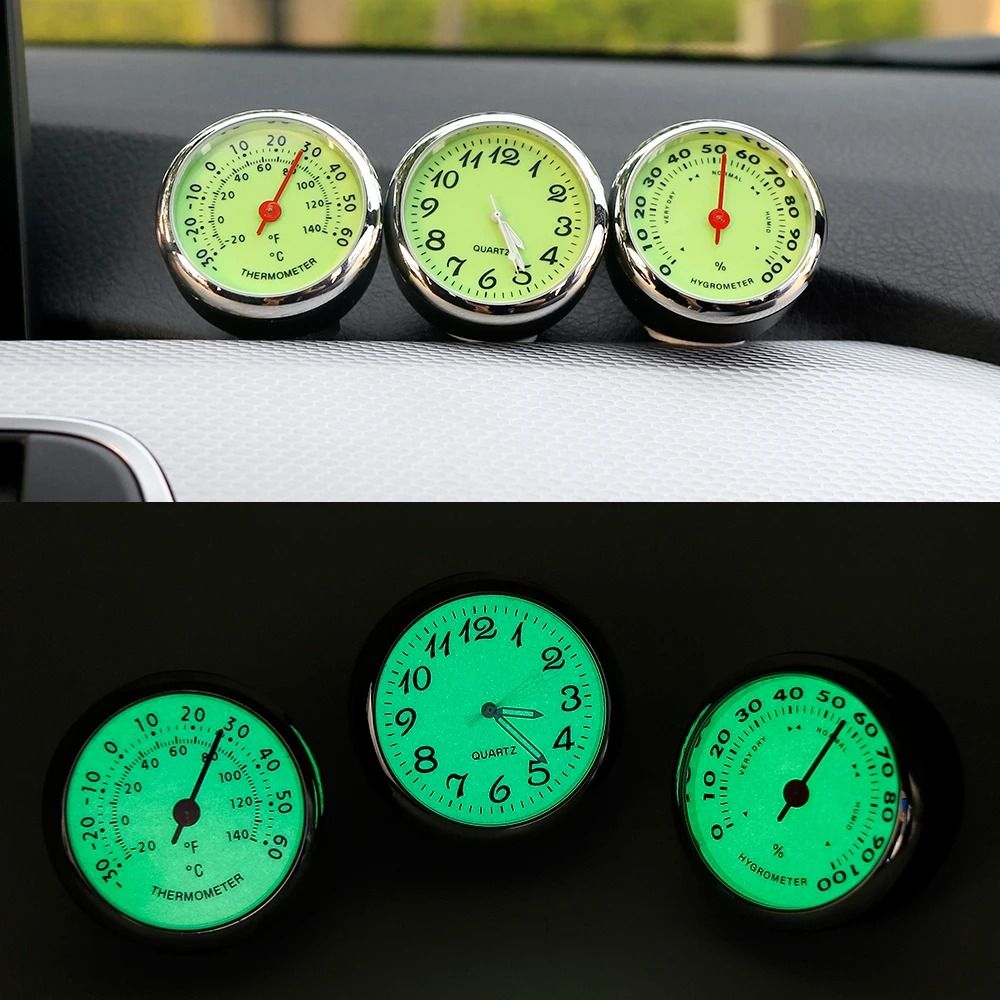 Luminous Car Dashboard Clock Thermometer Hygrometer Ornament 8