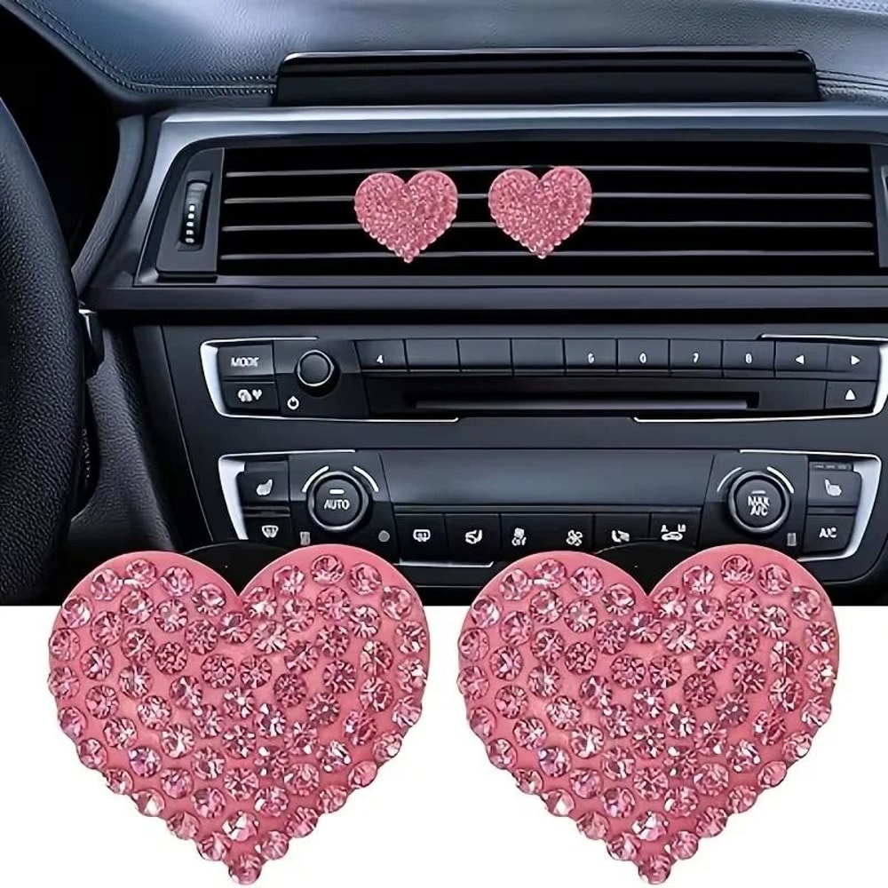 Crystal Heart Car Air Vent Freshener Clips 2 Pack Valentine Decor 8