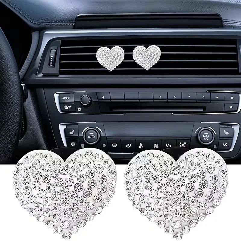 Crystal Heart Car Air Vent Freshener Clips 2 Pack Valentine Decor 9