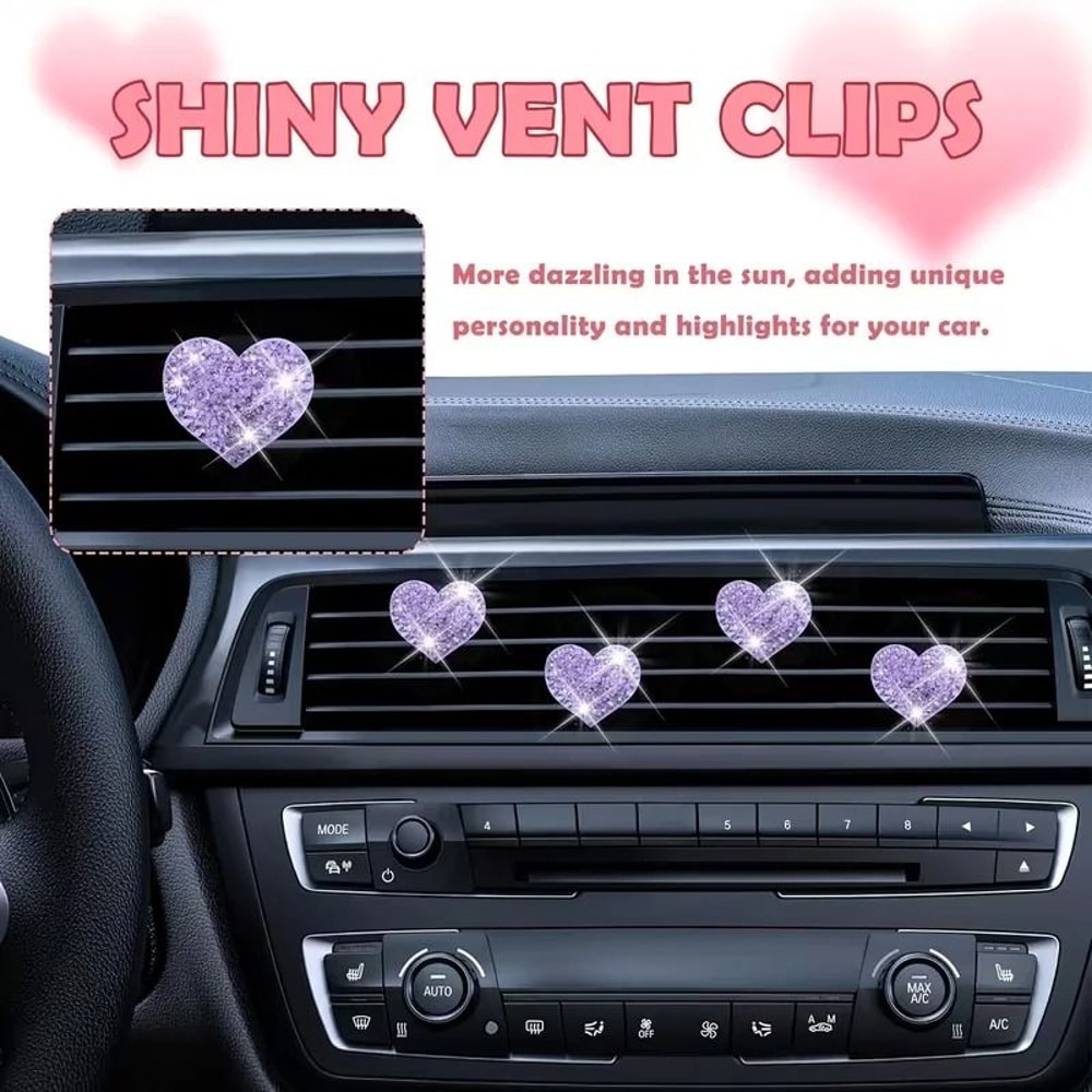 Crystal Heart Car Air Vent Freshener Clips 2 Pack Valentine Decor 6