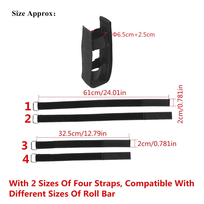 Jeep Wrangler Roll Bar Fire Extinguisher Holder Mount Strap Organizer 6