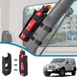 jeep wrangler roll bar fire extinguisher holder mount strap organizer