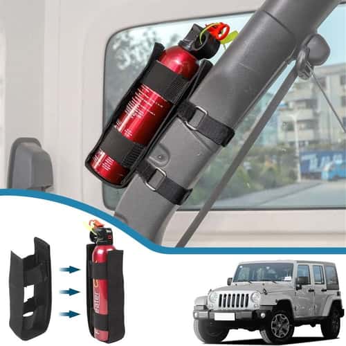 Jeep Wrangler Roll Bar Fire Extinguisher Holder Mount Strap Organizer