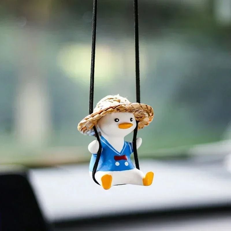Cute Swing Sitting Duck Car Hanging Ornament Rearview Mirror Decor 7