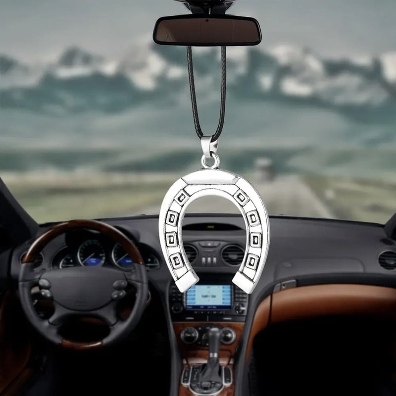 Lucky Horseshoe Car Pendant Rearview Mirror Hanging Ornament 6