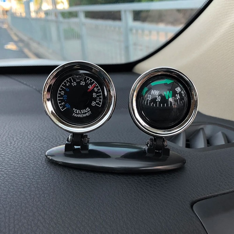 Multifunction Car Thermometer Compass Dashboard Ornament 4