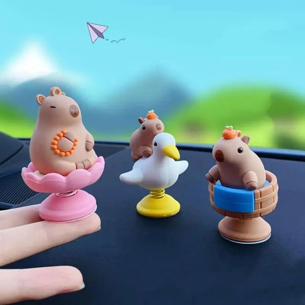 Cute Capybara Shaking Head Dashboard Car Ornament 8