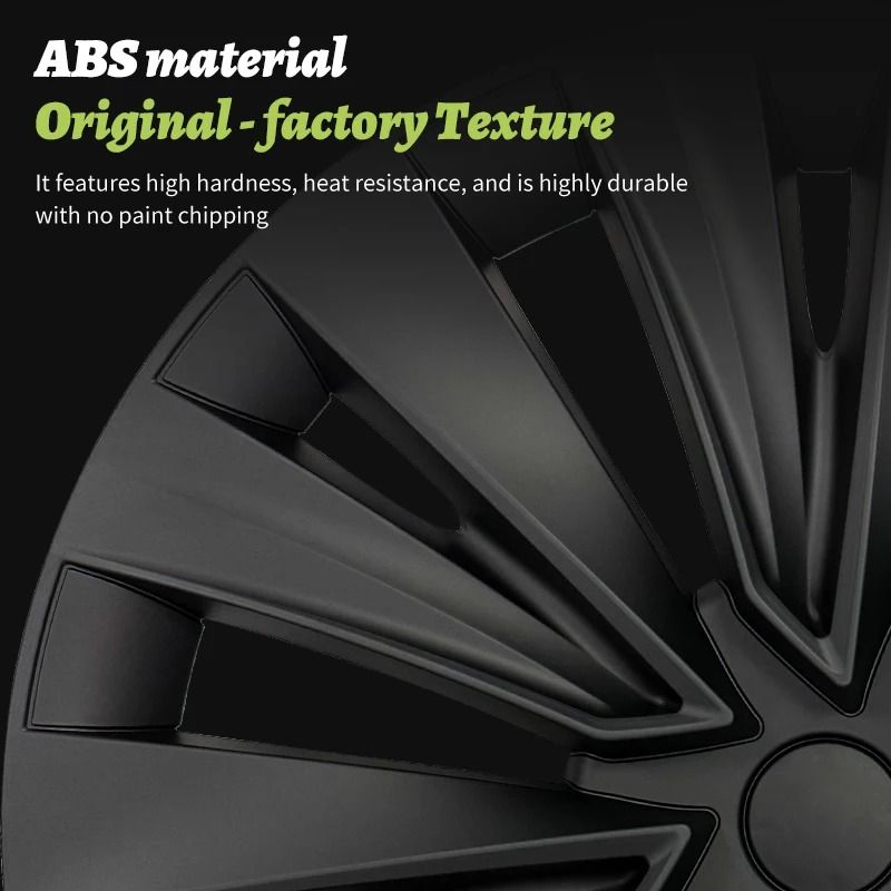 Tesla Model Y Turbine Style Matte Black Hubcap Cover Set 6