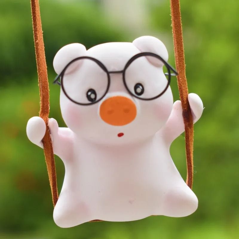 Cute Pink Swing Pig Rearview Mirror Car Pendant 4