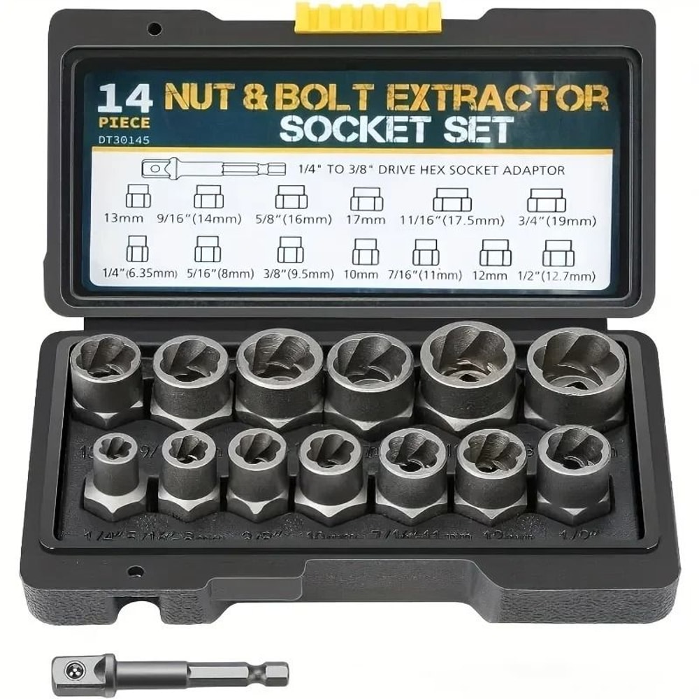 14 Piece Damaged Bolt And Nut Extractor Socket Set 0