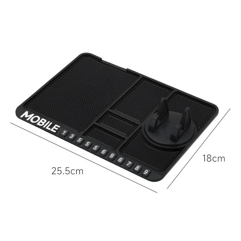 DriveEase Car Dashboard Organizer Pad With Phone Holder And Temporary Parking Number Display 4
