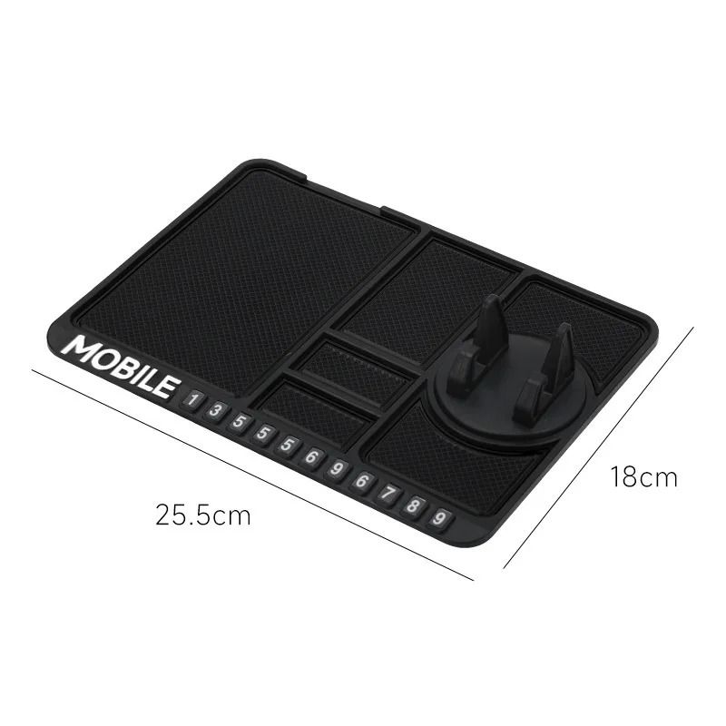 DriveEase Car Dashboard Organizer Pad With Phone Holder And Temporary Parking Number Display 4
