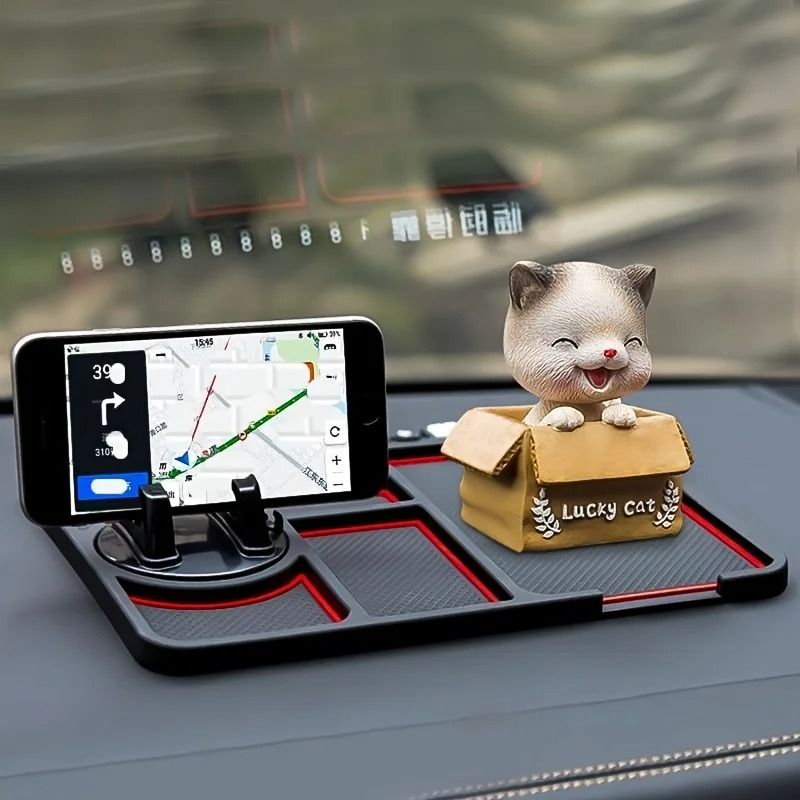 DriveEase Car Dashboard Organizer Pad With Phone Holder And Temporary Parking Number Display 7