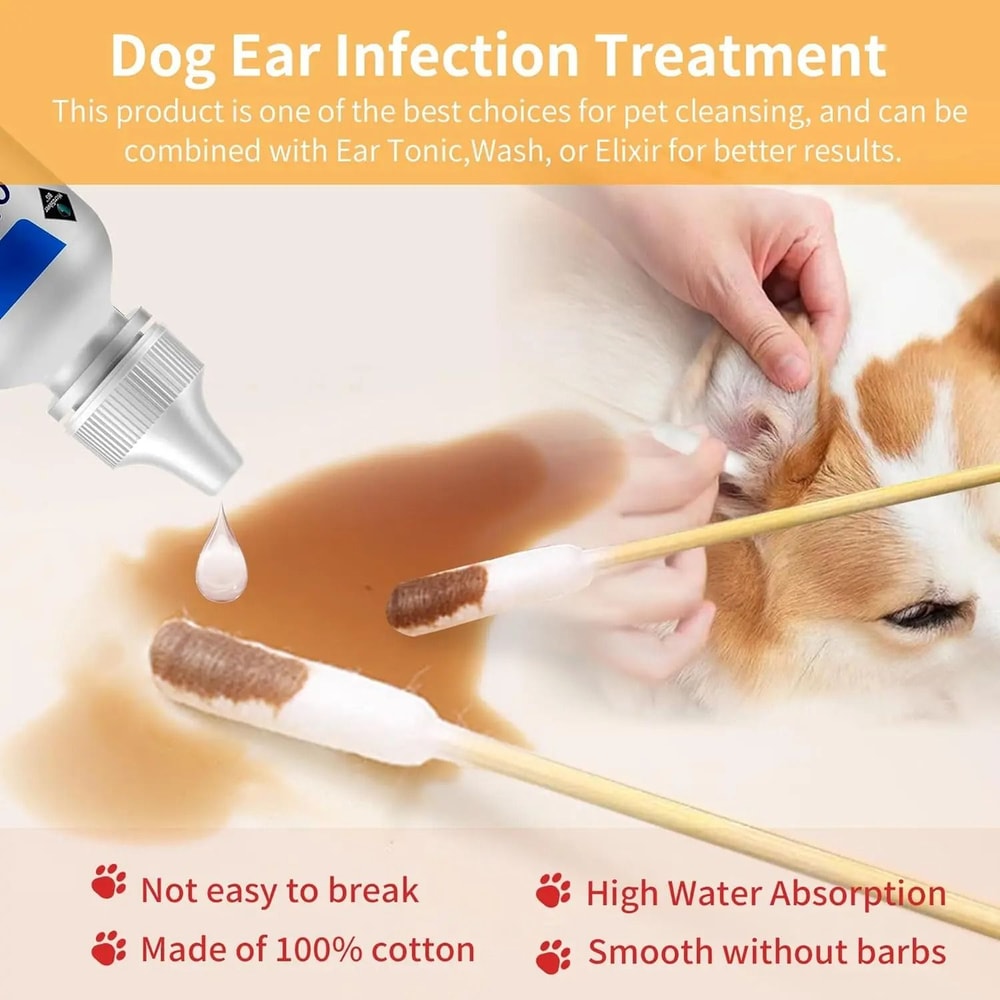 CleanPaws Bamboo Pet Ear Cleaning Cotton Swabs For Dogs And Cats 6