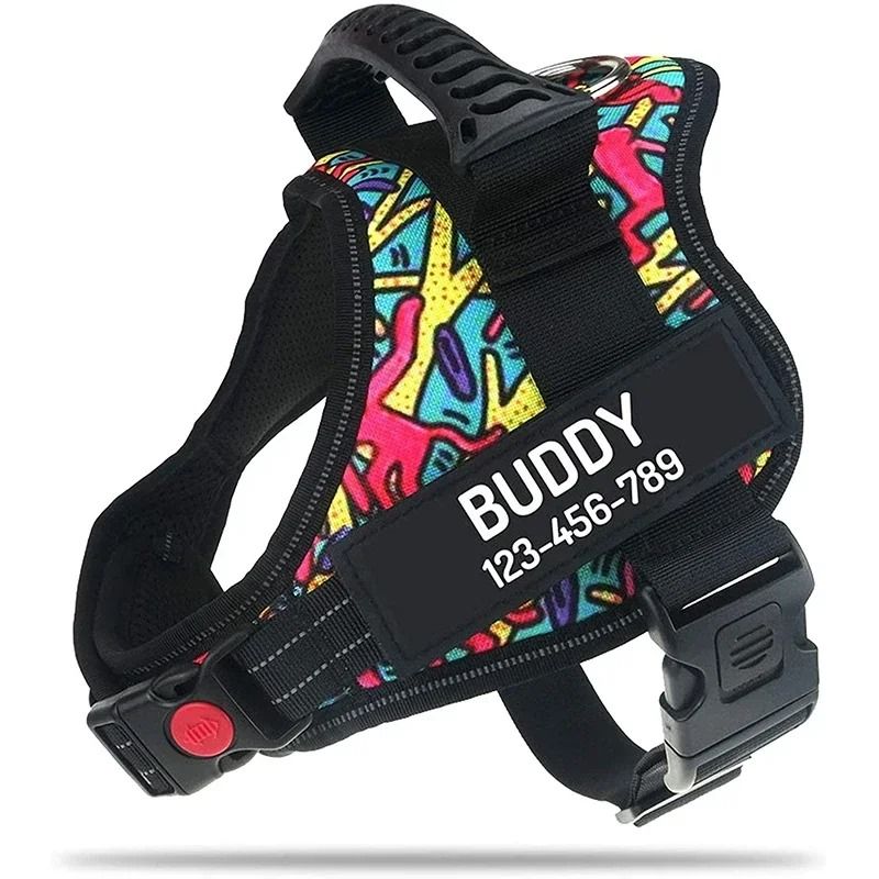 ComfortFit Adjustable Nylon Dog Harness With Custom Name ID 9