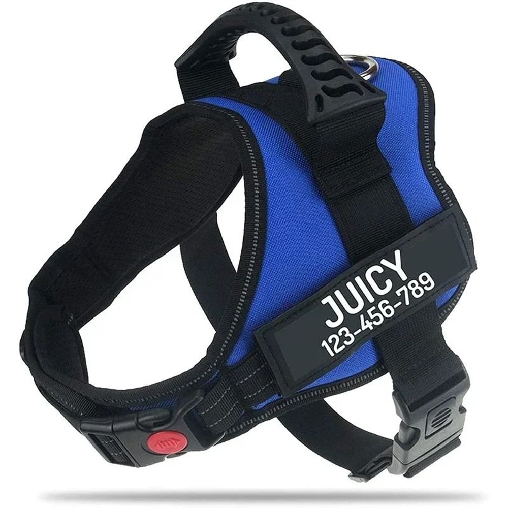 ComfortFit Adjustable Nylon Dog Harness With Custom Name ID 12