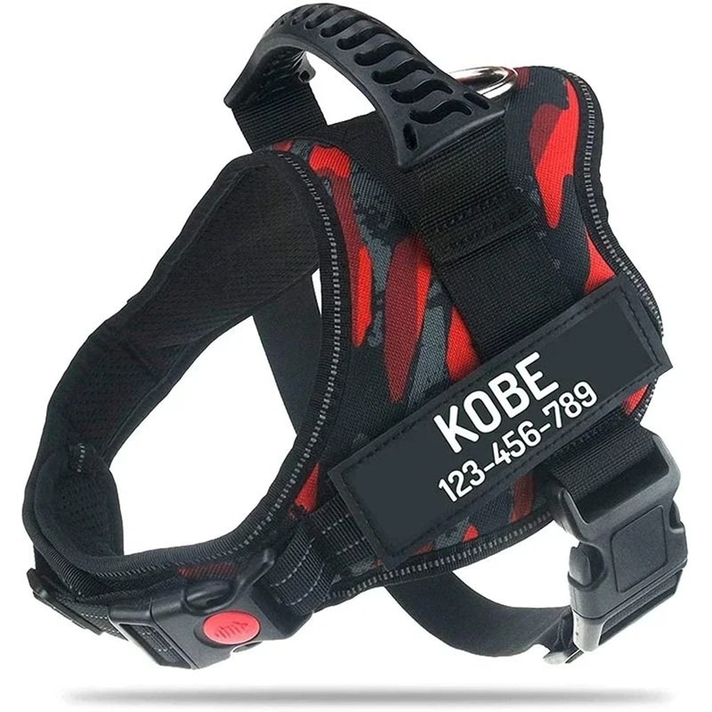ComfortFit Adjustable Nylon Dog Harness With Custom Name ID 15