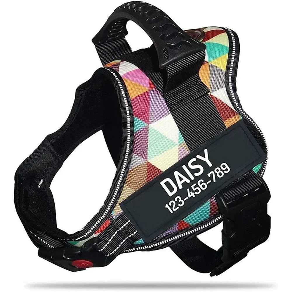 ComfortFit Adjustable Nylon Dog Harness With Custom Name ID 7