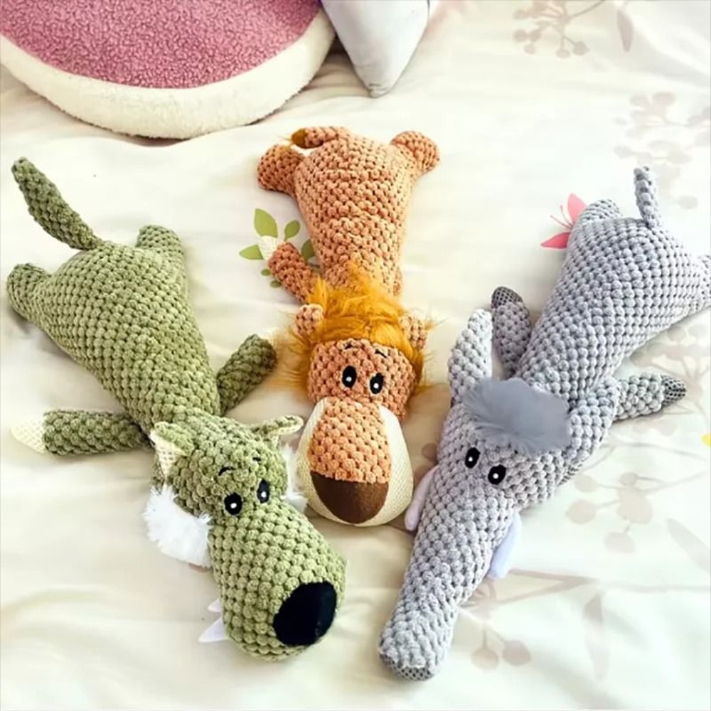 WildPaws Squeaky Plush Dog Toy Set For Interactive Play 0